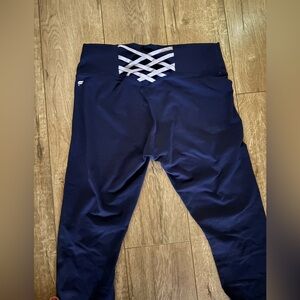 Fabletics Navy Leggings with Purple Accents